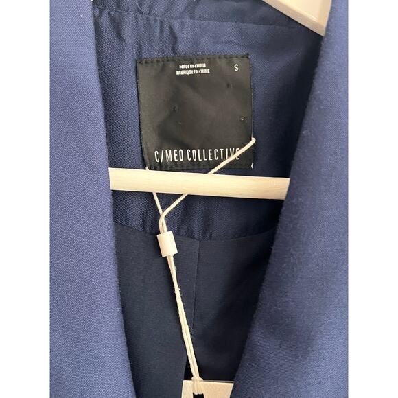 C/Meo Collective Same Love Pleated Double-Breasted Blazer Royal Navy Small NWT - Picture 6 of 11